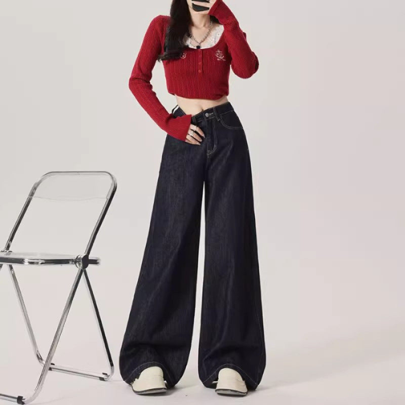 Fleece-Lined Thick Wide-Leg Jeans