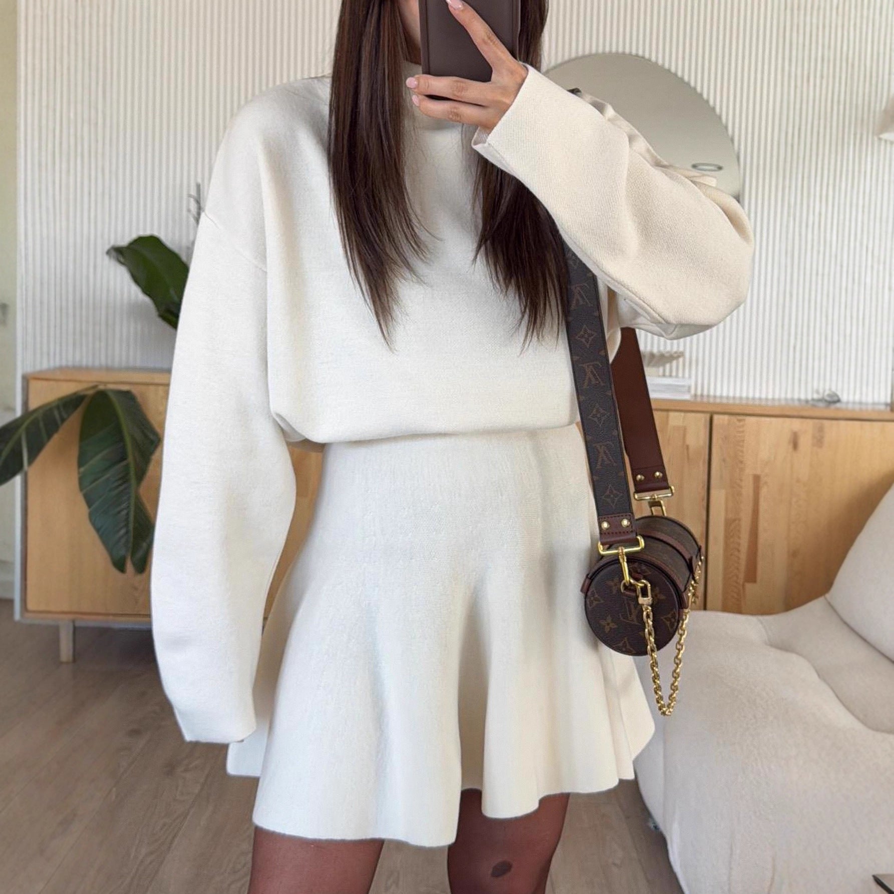 Womens Knitted Two Piece Skirt Set