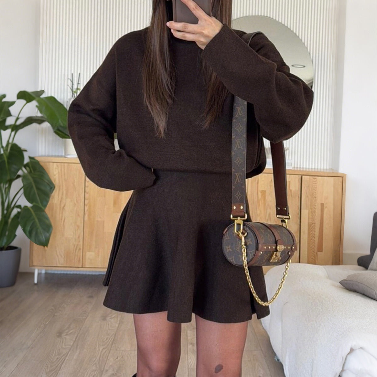 Womens Knitted Two Piece Skirt Set