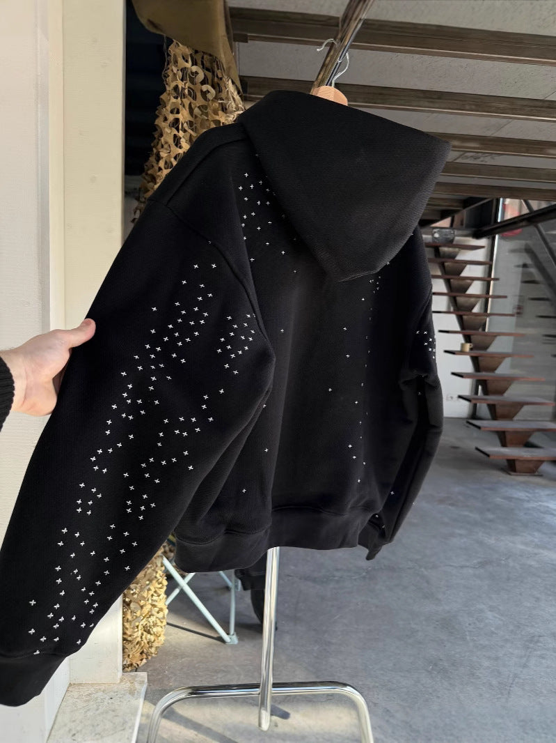 Starry Sky Rhinestone Hooded Sweatshirt