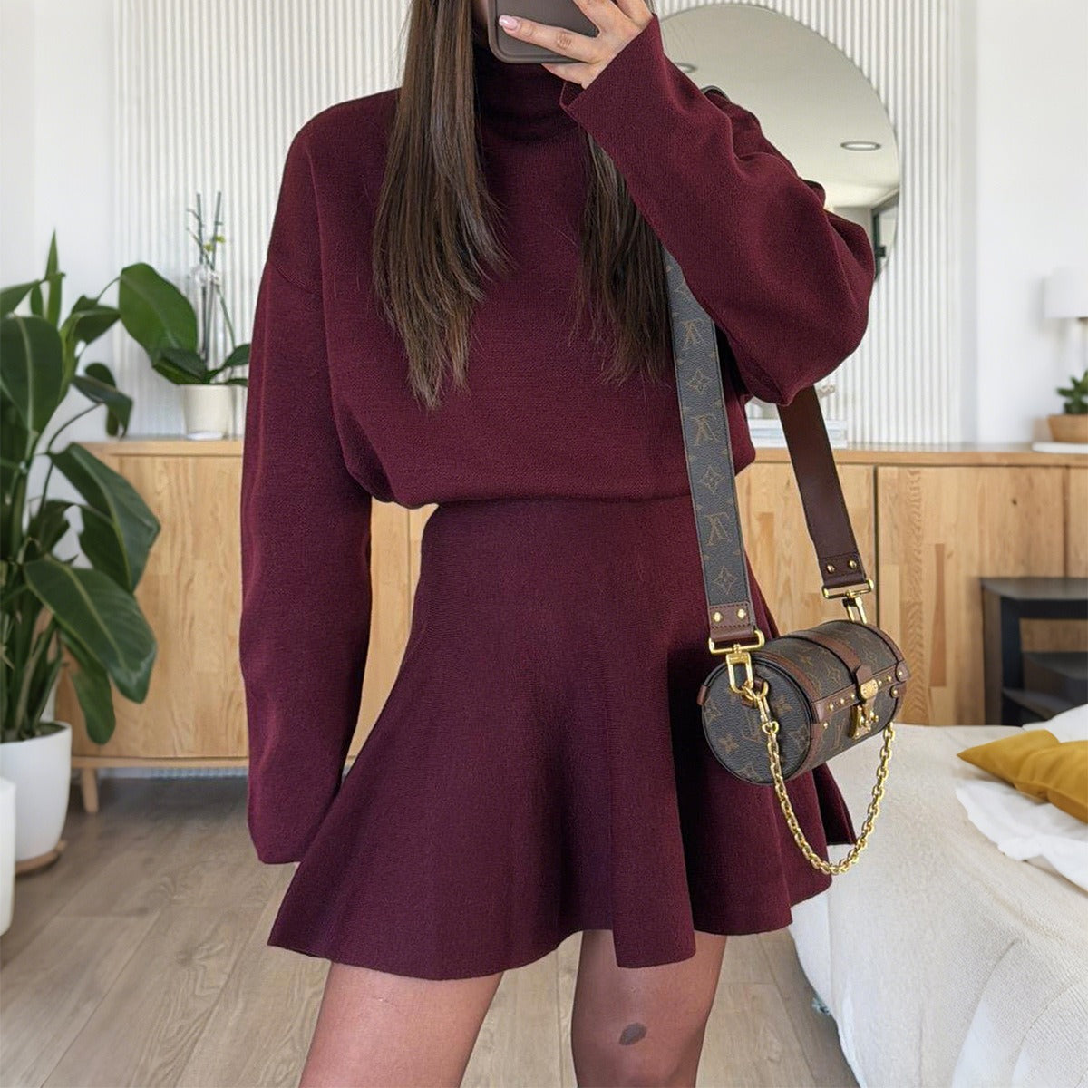 Womens Knitted Two Piece Skirt Set