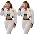 3-Piece Varsity Glam Set – Bra Top, Bottoms & Jacket