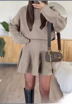 Womens Knitted Two Piece Skirt Set