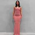 Slim Waist Fit Sling Dress with Peach Hip Design