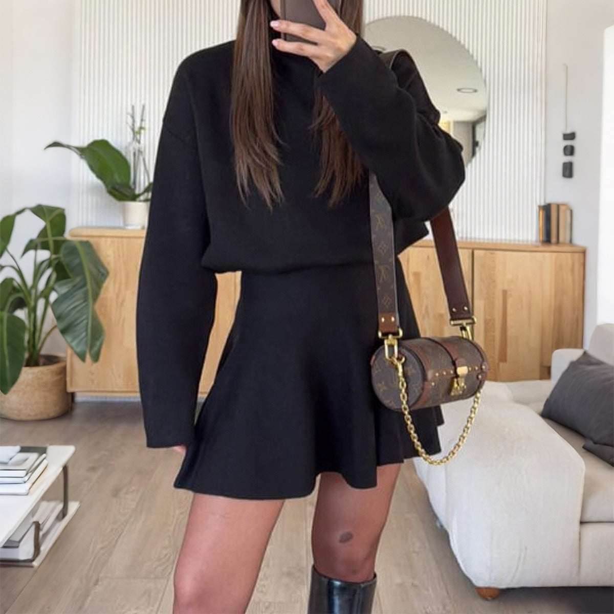Womens Knitted Two Piece Skirt Set