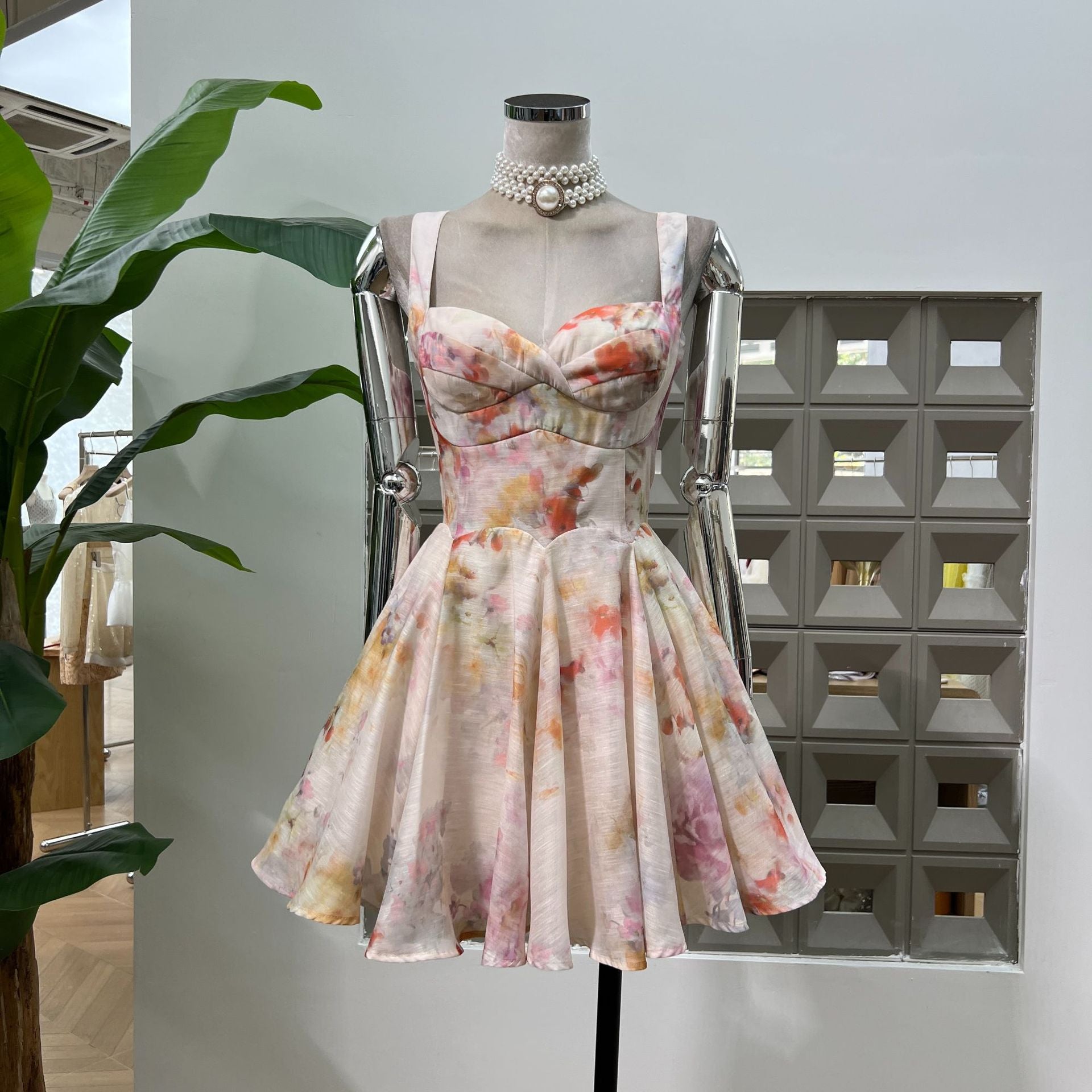 Spring Pleated Camisole Dress