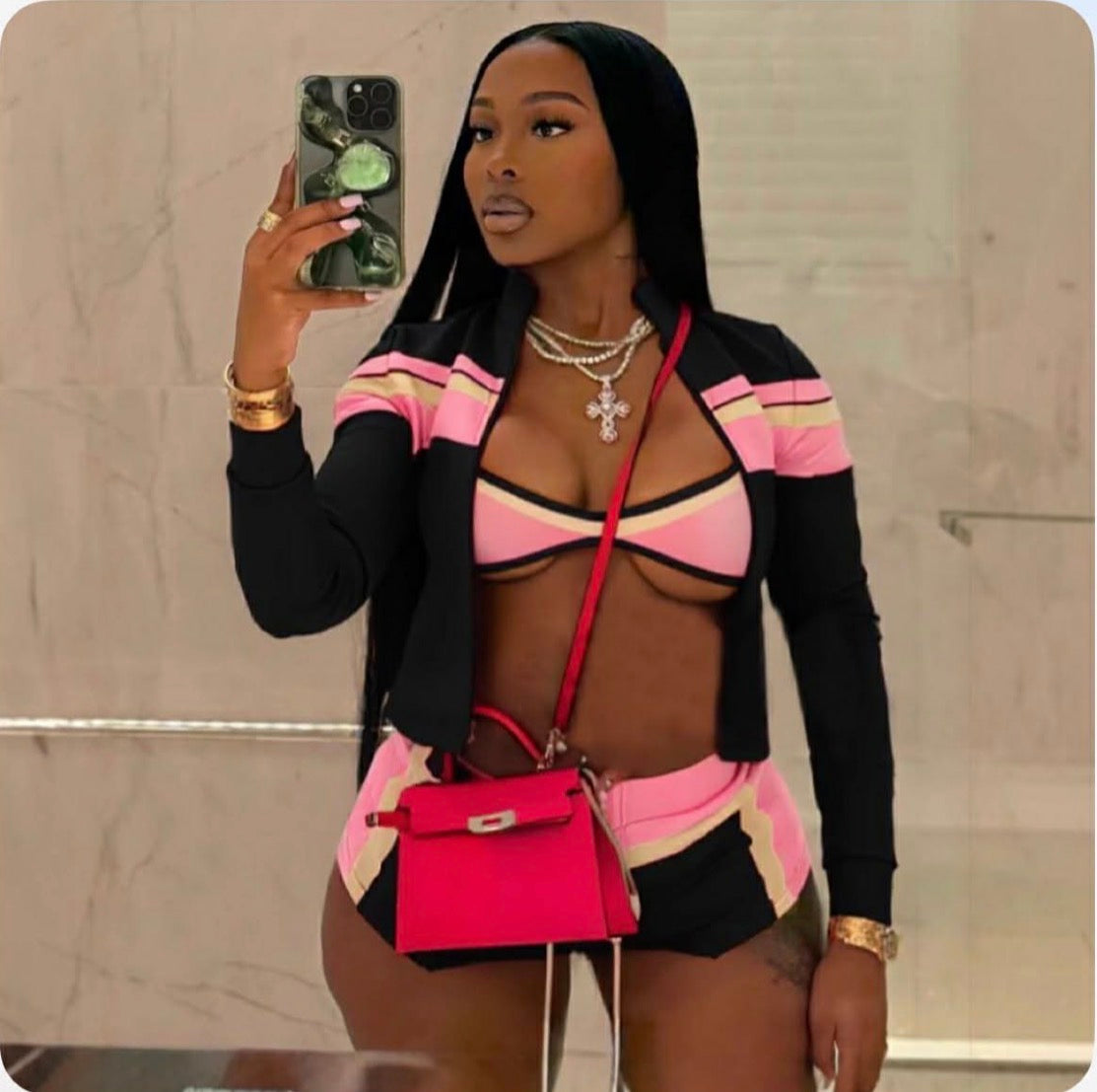 Women's 3-Piece Short, Top & Jacket Set