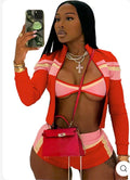 Scarlet Heat 3-Piece Short, Top & Jacket Set