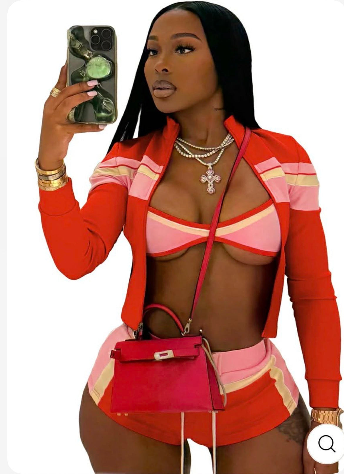 Scarlet Heat 3-Piece Short, Top & Jacket Set