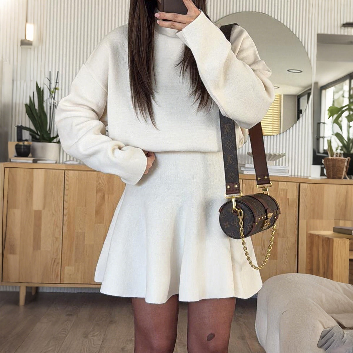 Womens Knitted Two Piece Skirt Set