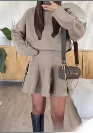 Womens Knitted Two Piece Skirt Set