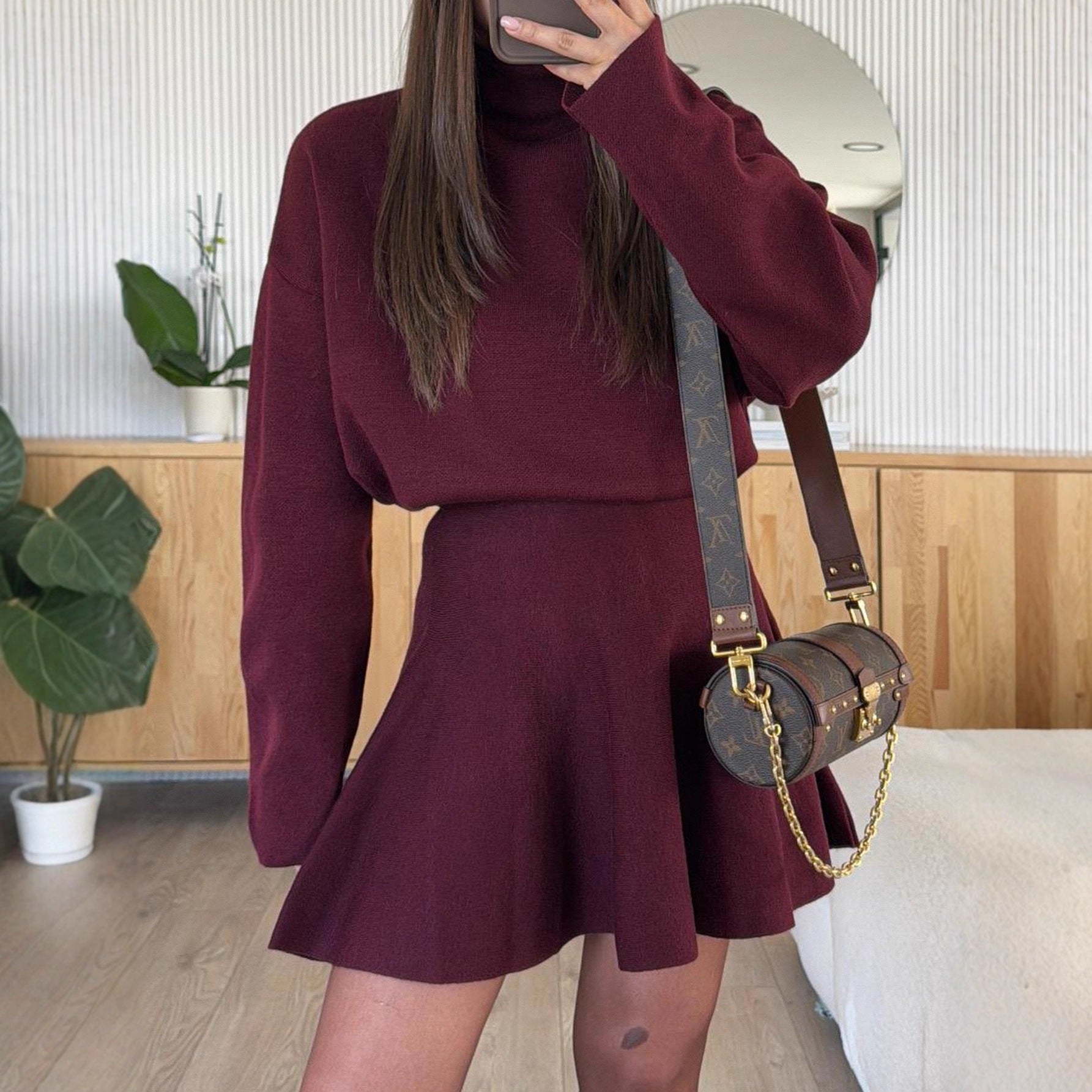 Womens Knitted Two Piece Skirt Set