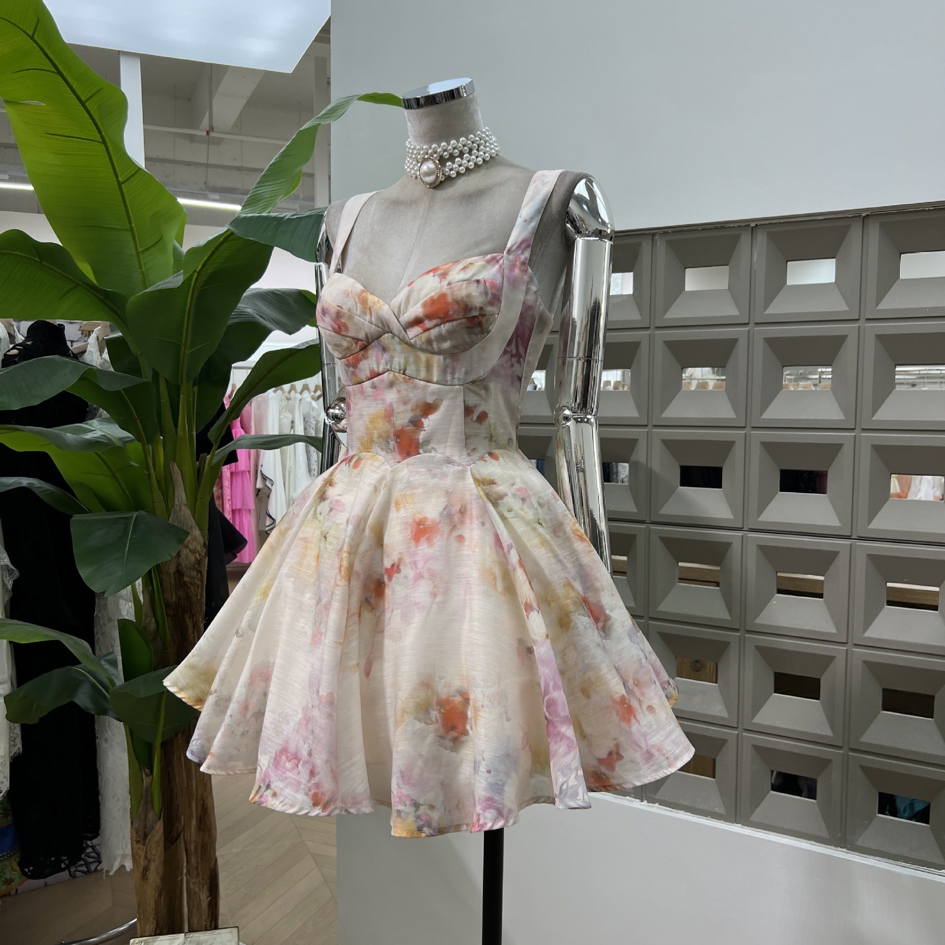 Spring Pleated Camisole Dress