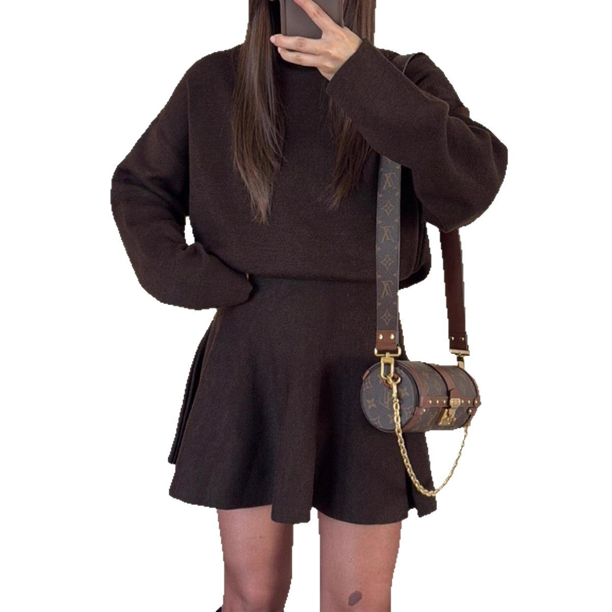 Womens Knitted Two Piece Skirt Set