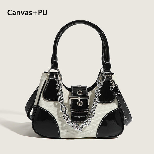 Luxury Women’s Leather & Canvas Shoulder Bag