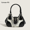 Luxury Women’s Leather & Canvas Shoulder Bag
