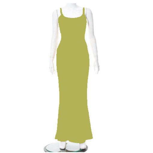 Slim Waist Fit Sling Dress with Peach Hip Design