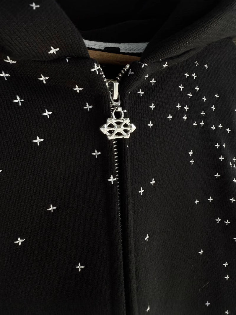 Starry Sky Rhinestone Hooded Sweatshirt
